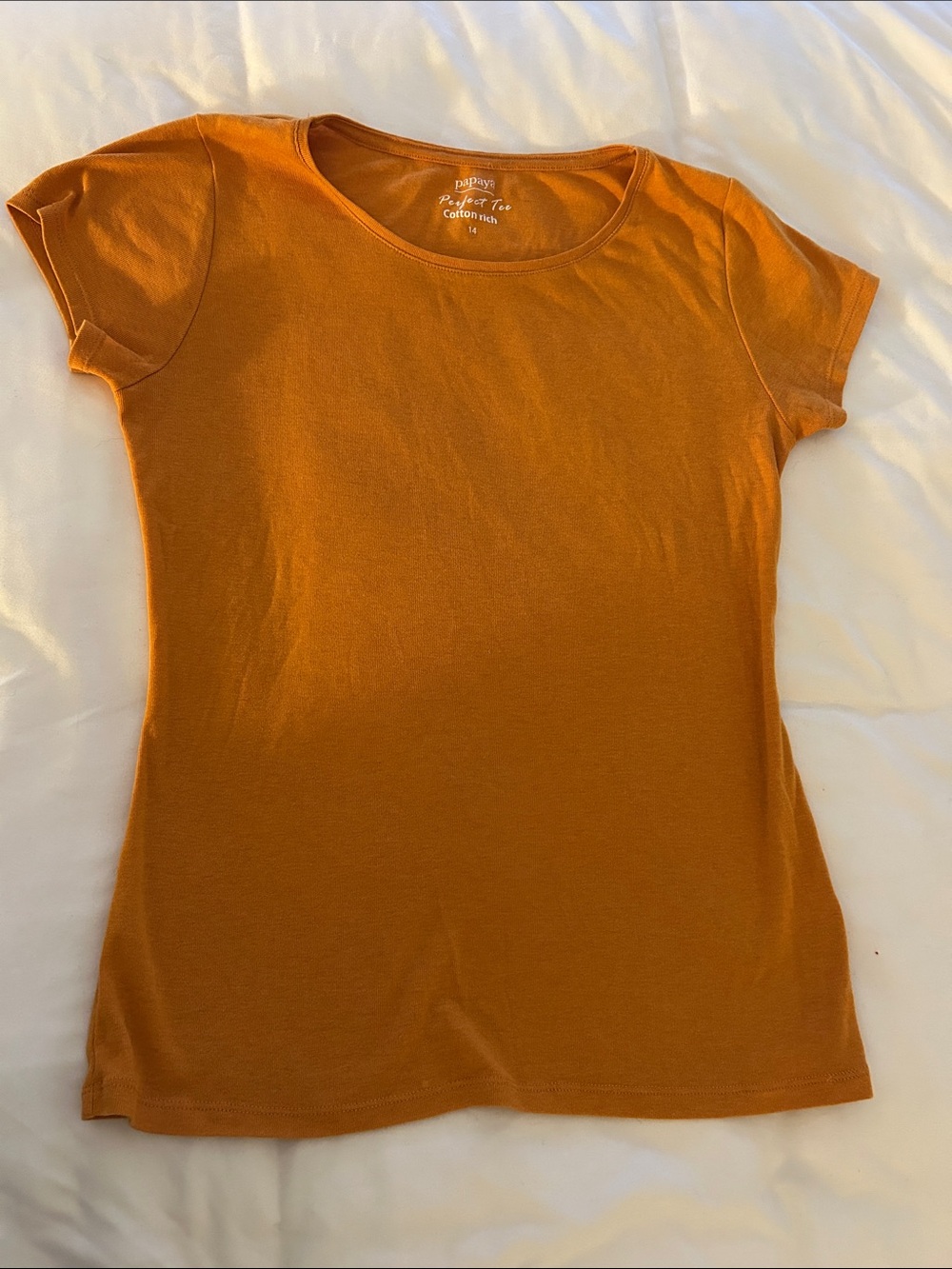 Papaya Burnt Orange Scoop Neck Short Sleeve Tee